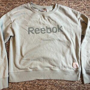 Reebok Sweatshirt Womens L Long Sleeve Crew Neck Graphic Logo Green